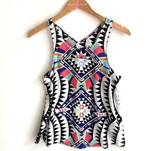 Xhiliaration Sleeveless Tribal print Top, Size M